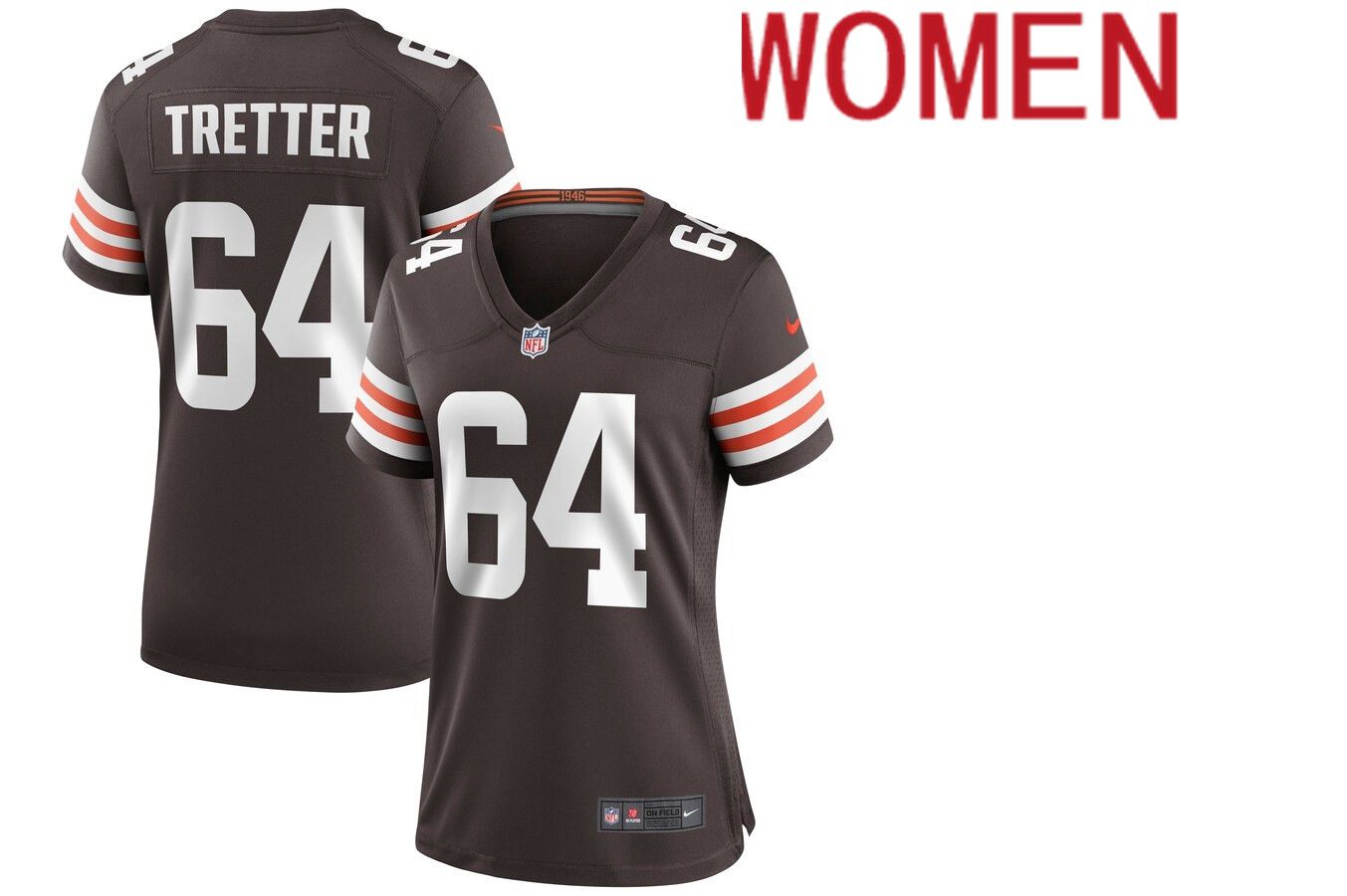 Women Cleveland Browns 64 JC Tretter Nike Brown Game NFL Jersey